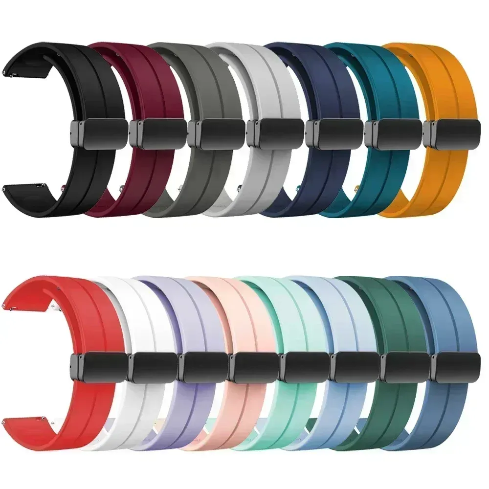 Bracelet silicone magnétique 20 à 22 mm pour montre connectée
