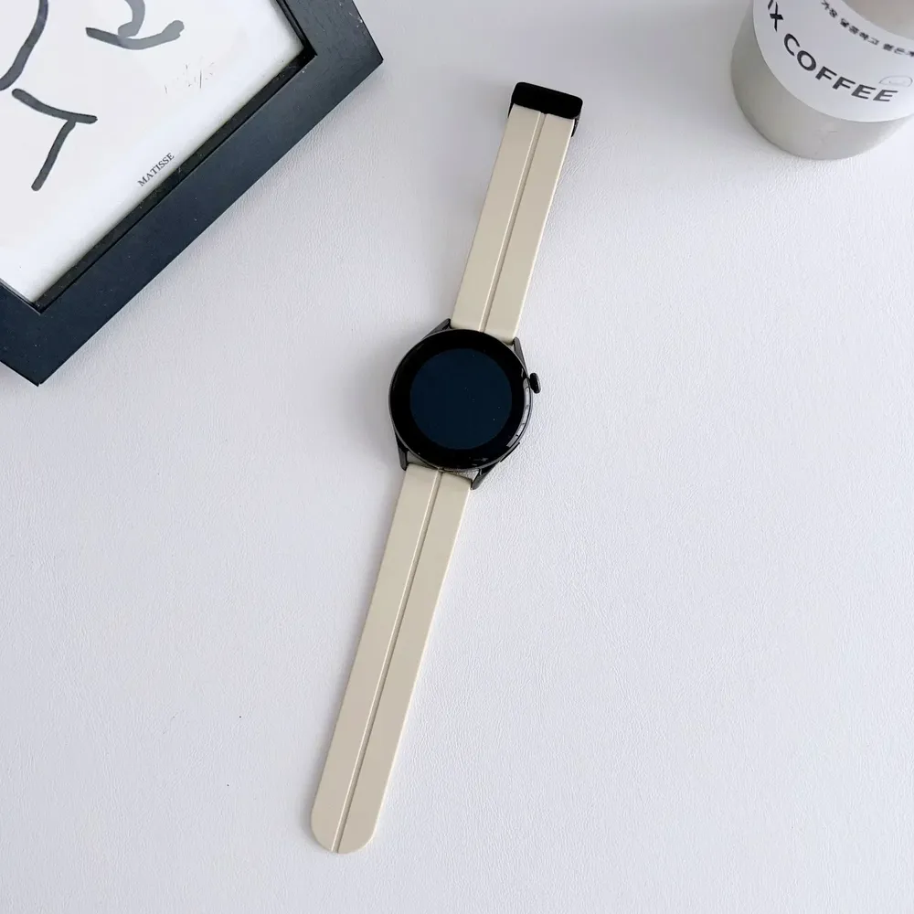 Bracelet silicone magnétique 20 à 22 mm pour montre connectée