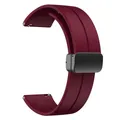 Bracelet silicone magnétique 20 à 22 mm pour montre connectée – Couleur du bracelet Vin rouge