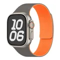 Bracelet silicone magnétique pour Apple Watch 38 à 49 mm – Couleur du bracelet grey orange