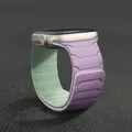 Bracelet silicone magnétique pour Apple Watch 38 à 49 mm – Couleur du bracelet Light purple-mint