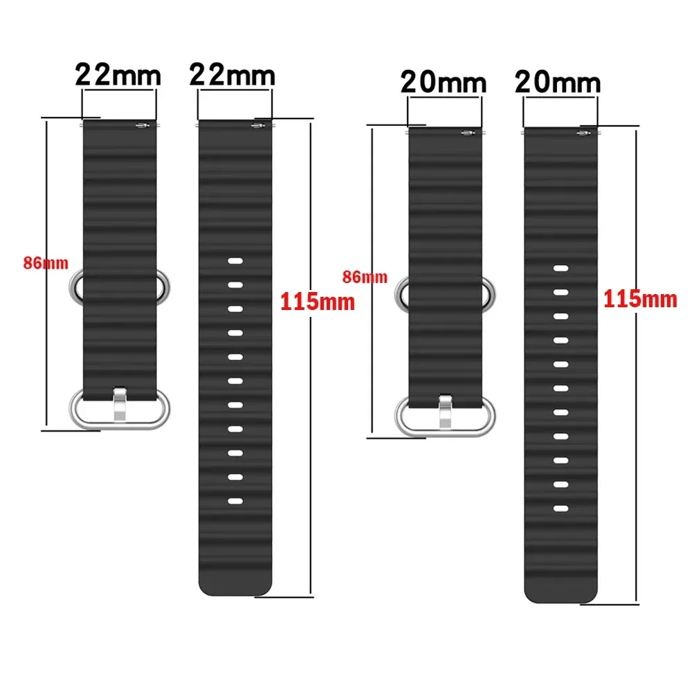 Bracelet silicone océan 20 à 22 mm pour Samsung Galaxy