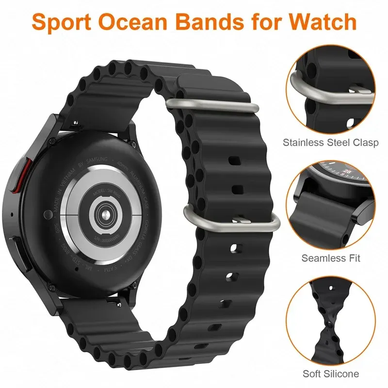 Bracelet silicone océan 20 à 22 mm pour Samsung Galaxy
