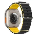 Bracelet silicone océan pour Apple Watch Ultra 40 à 49 mm – Couleur du bracelet black with yellow