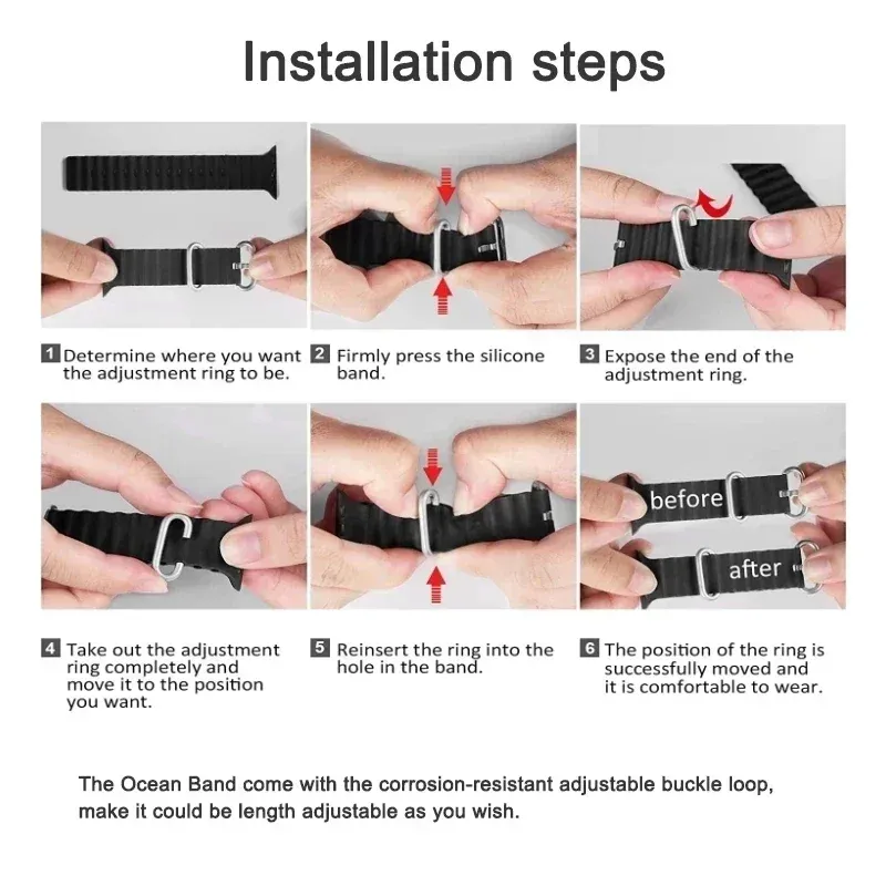 Bracelet silicone océan pour Apple Watch Ultra 40 à 49 mm