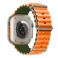 Bracelet silicone océan pour Apple Watch Ultra 40 à 49 mm – Couleur du bracelet orange with green