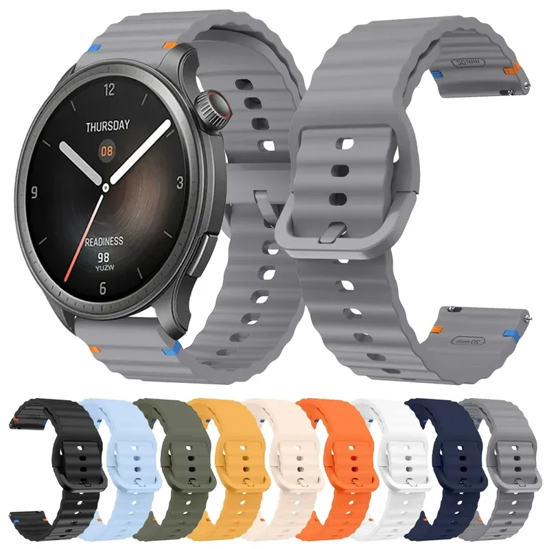 Bracelet silicone ondulé 20 et 22 mm Amazfit GTR GTS
