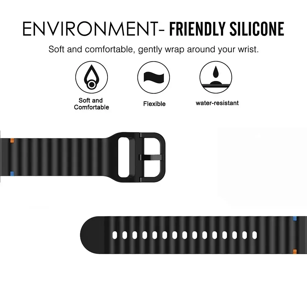 Bracelet silicone ondulé 20 et 22 mm Amazfit GTR GTS
