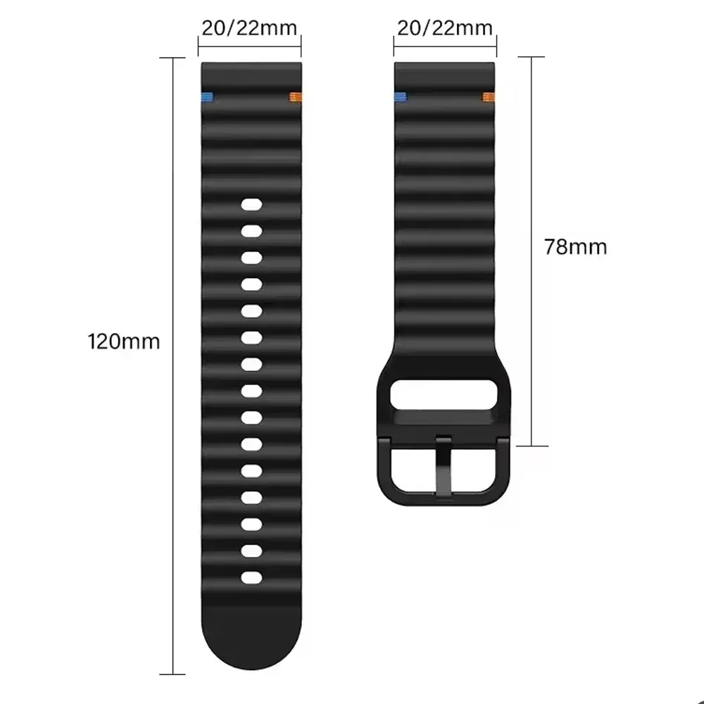 Bracelet silicone ondulé 20 et 22 mm Amazfit GTR GTS