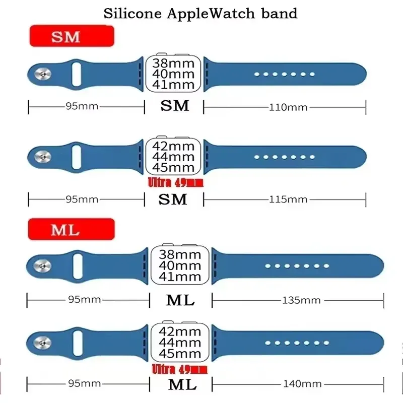 Bracelet silicone pour Apple Watch 38 à 49 mm