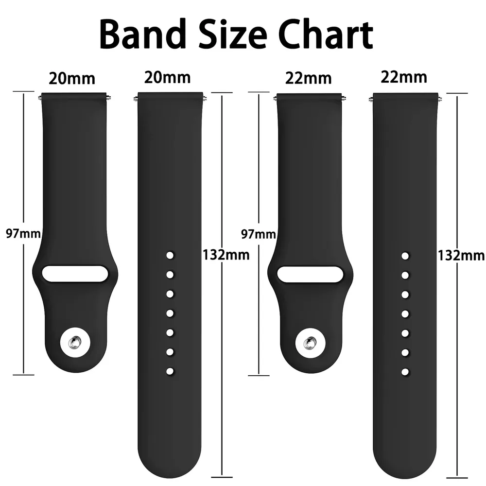 Bracelet silicone pour montre 20 à 22 mm