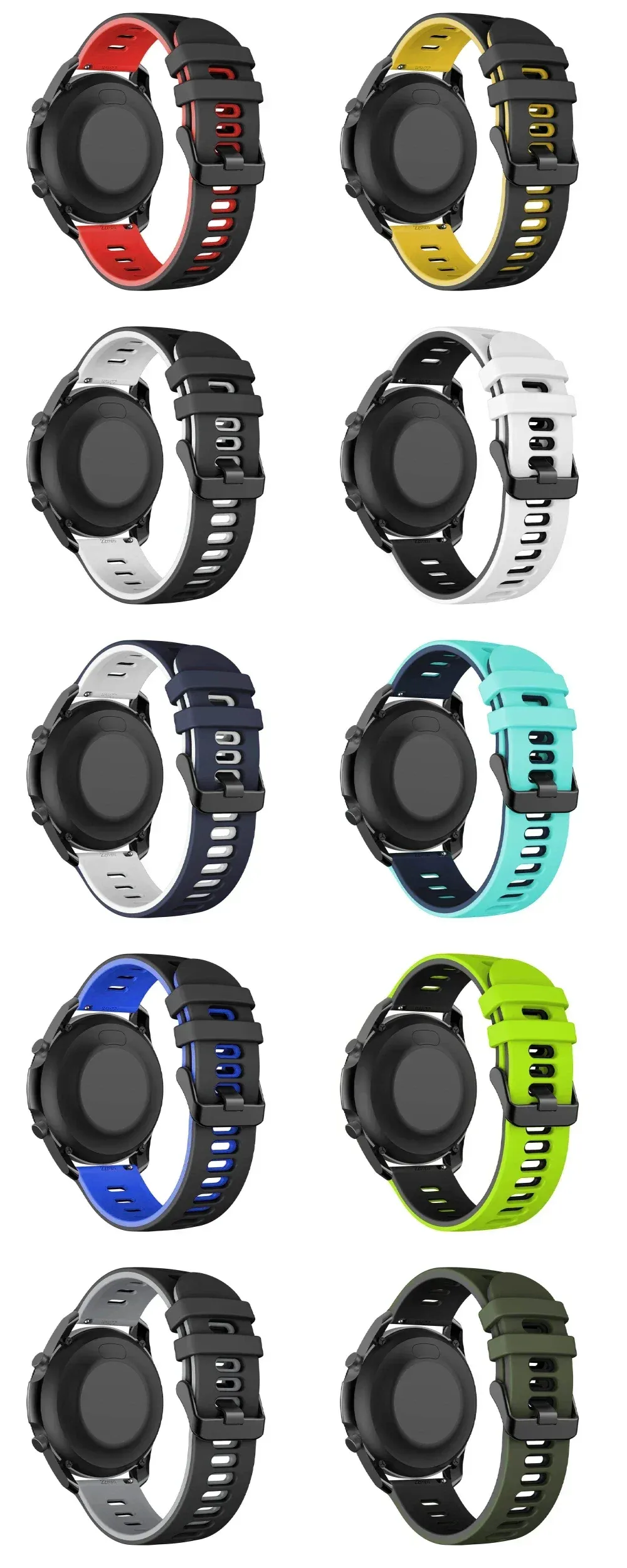 Bracelet silicone pour montre 20 à 22 mm