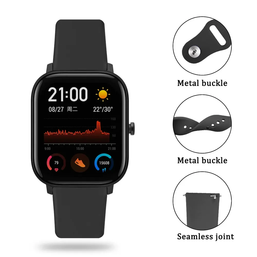 Bracelet silicone pour montre 20 à 22 mm