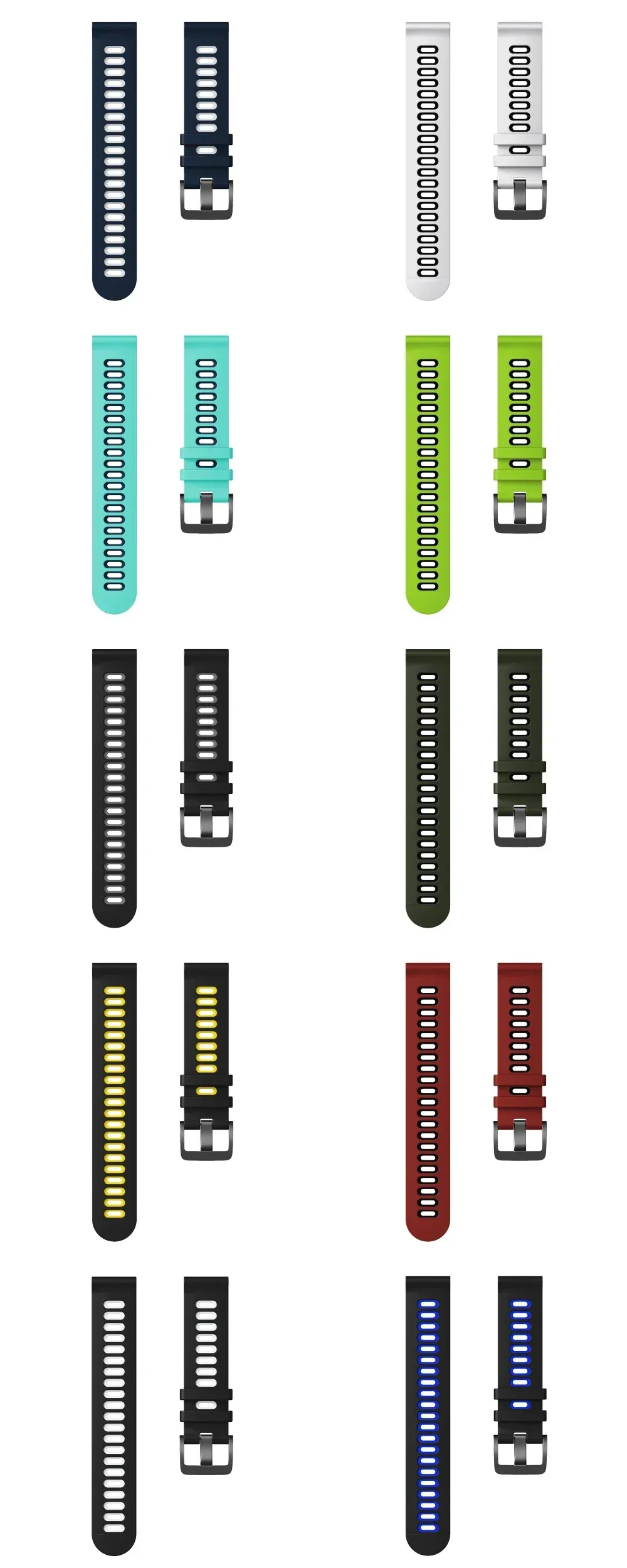 Bracelet silicone pour montre 20 à 22 mm