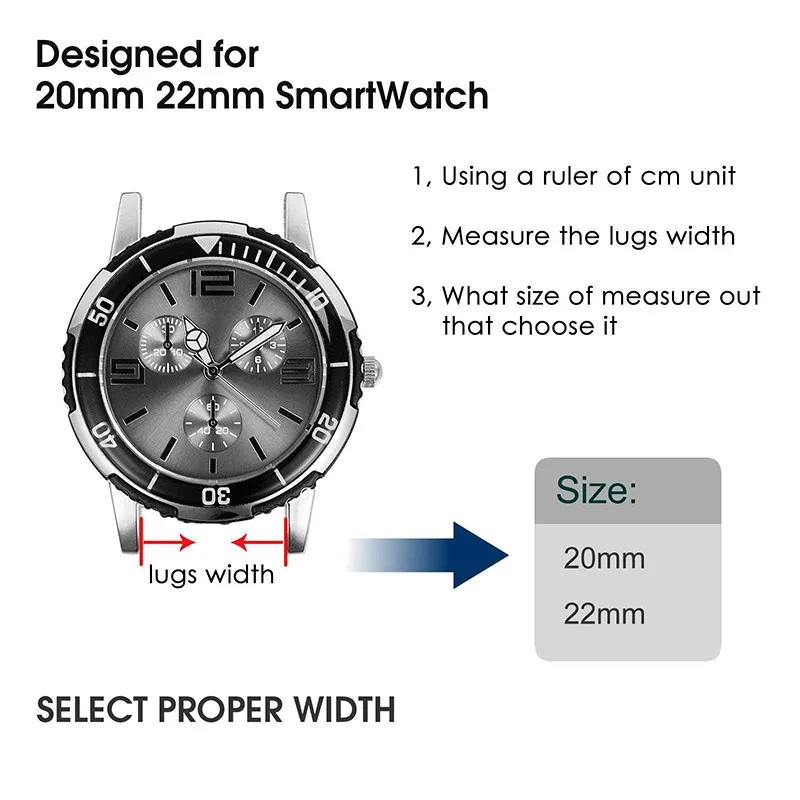 Bracelet silicone pour montre 20 à 22 mm