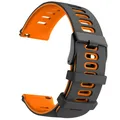 Bracelet silicone pour montre connectée 20 à 22 mm – Couleur du bracelet Black Orange