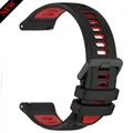 Bracelet silicone pour montre connectée 20 à 22 mm – Couleur du bracelet Black Red
