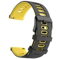Bracelet silicone pour montre connectée 20 à 22 mm – Couleur du bracelet Black Yellow
