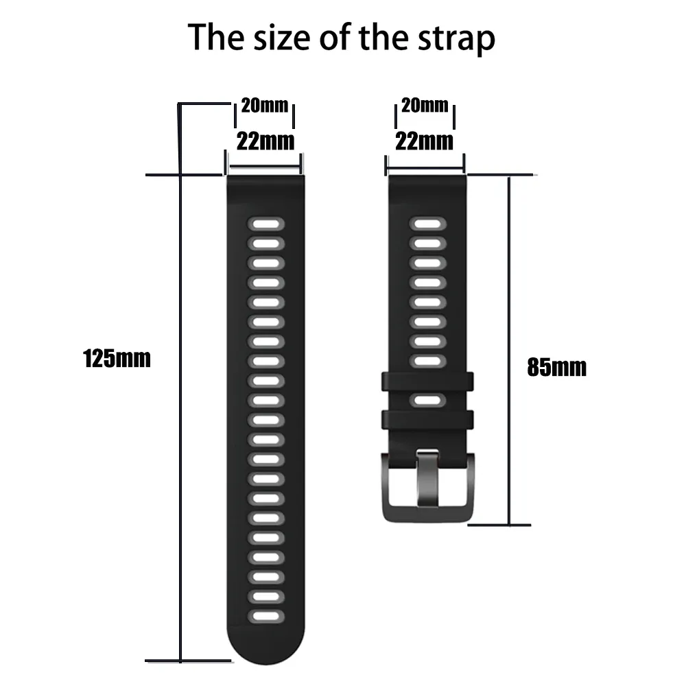 Bracelet silicone pour montre connectée 20 à 22 mm