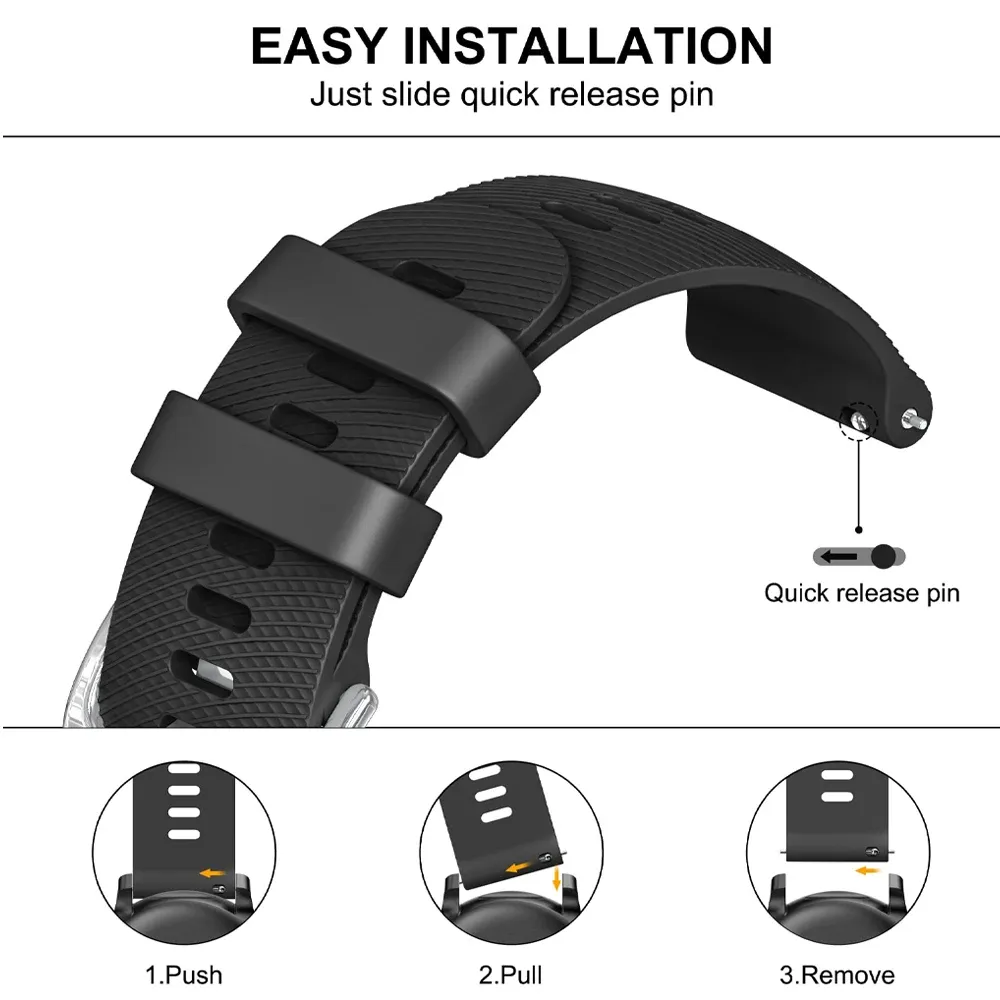 Bracelet silicone pour montre connectée 20 à 22 mm