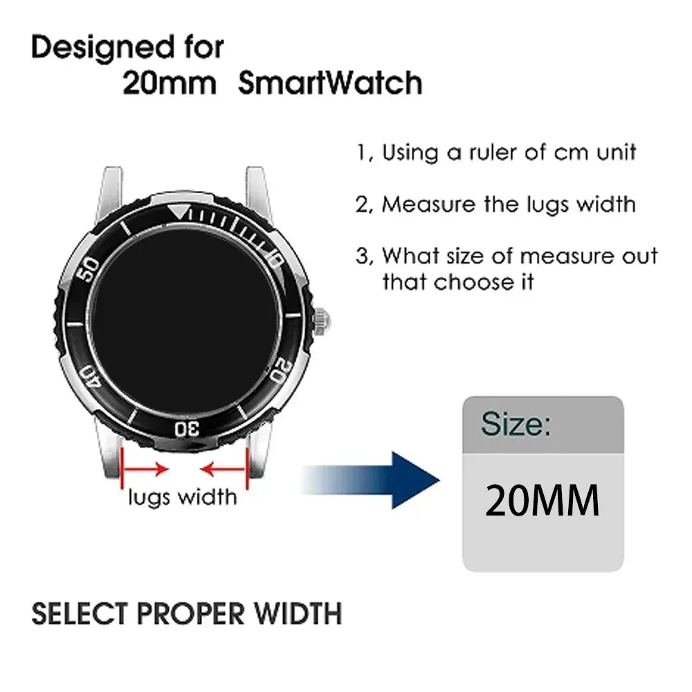 Bracelet silicone pour montre connectée 20 à 22 mm