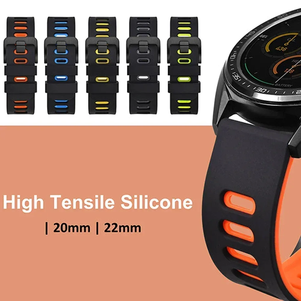 Bracelet silicone pour montre connectée 20 à 22 mm