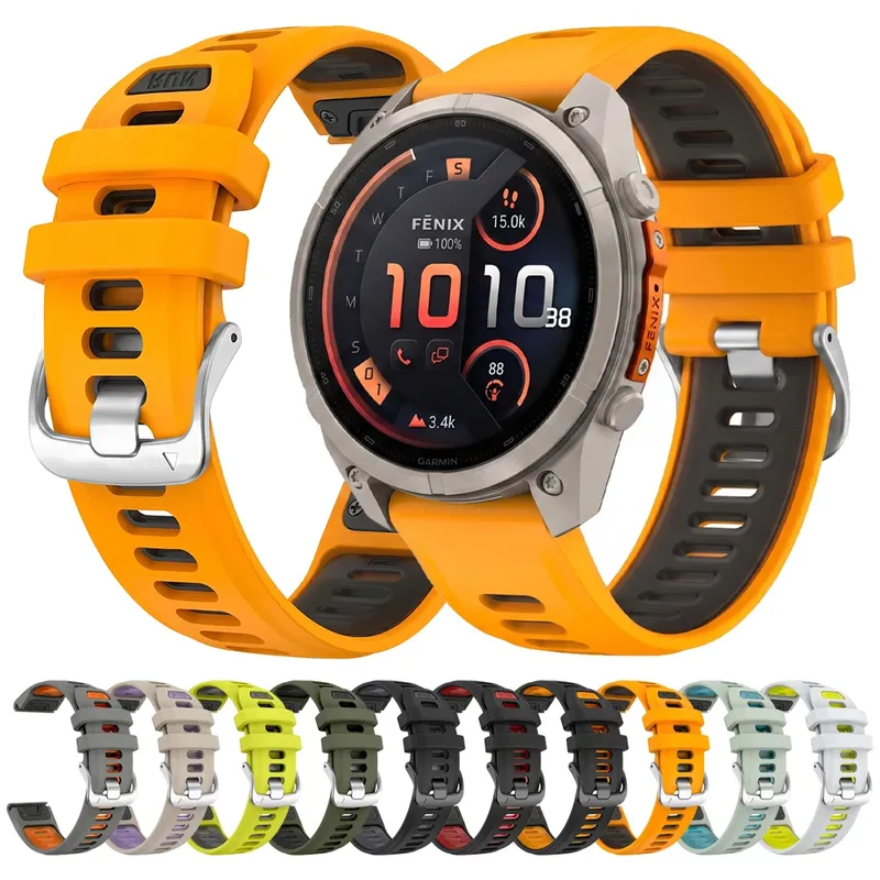 Bracelet silicone QuickFit 22 à 26 mm pour Garmin Fenix
