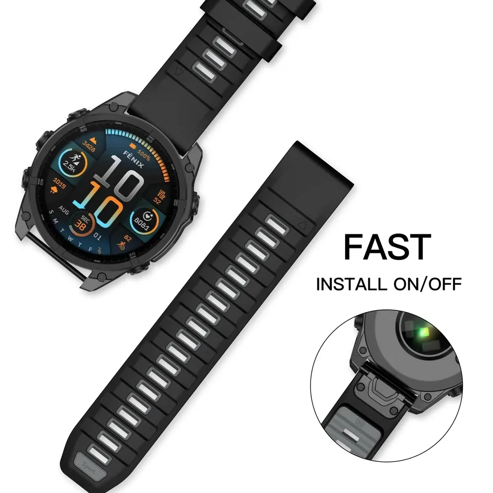 Bracelet silicone QuickFit 22 à 26 mm pour Garmin Fenix
