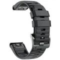 Bracelet silicone QuickFit 22 à 26 mm pour Garmin Fenix – Couleur du bracelet Noir