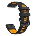 Bracelet silicone QuickFit 22 à 26 mm pour Garmin Fenix – Couleur du bracelet Noir Orange