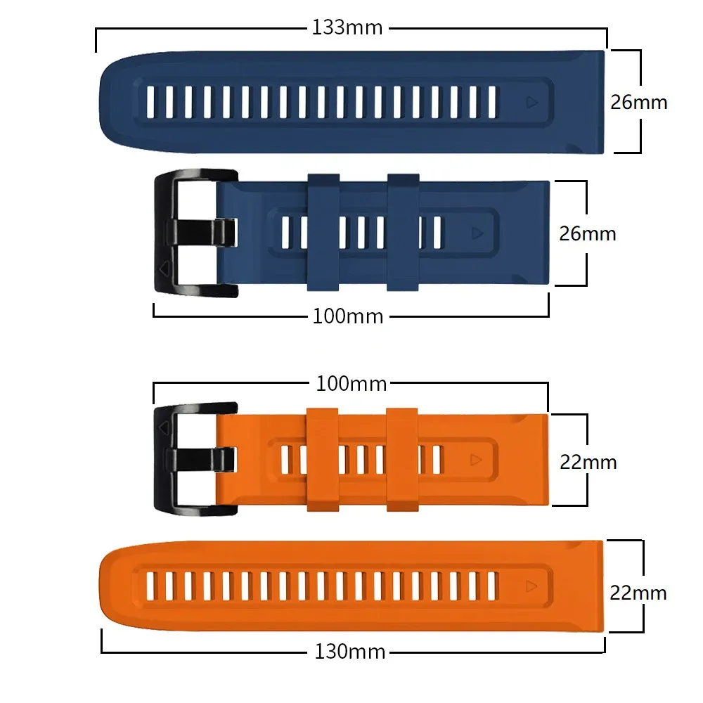Bracelet silicone QuickFit 22 et 26 mm pour Garmin Fenix et Epix