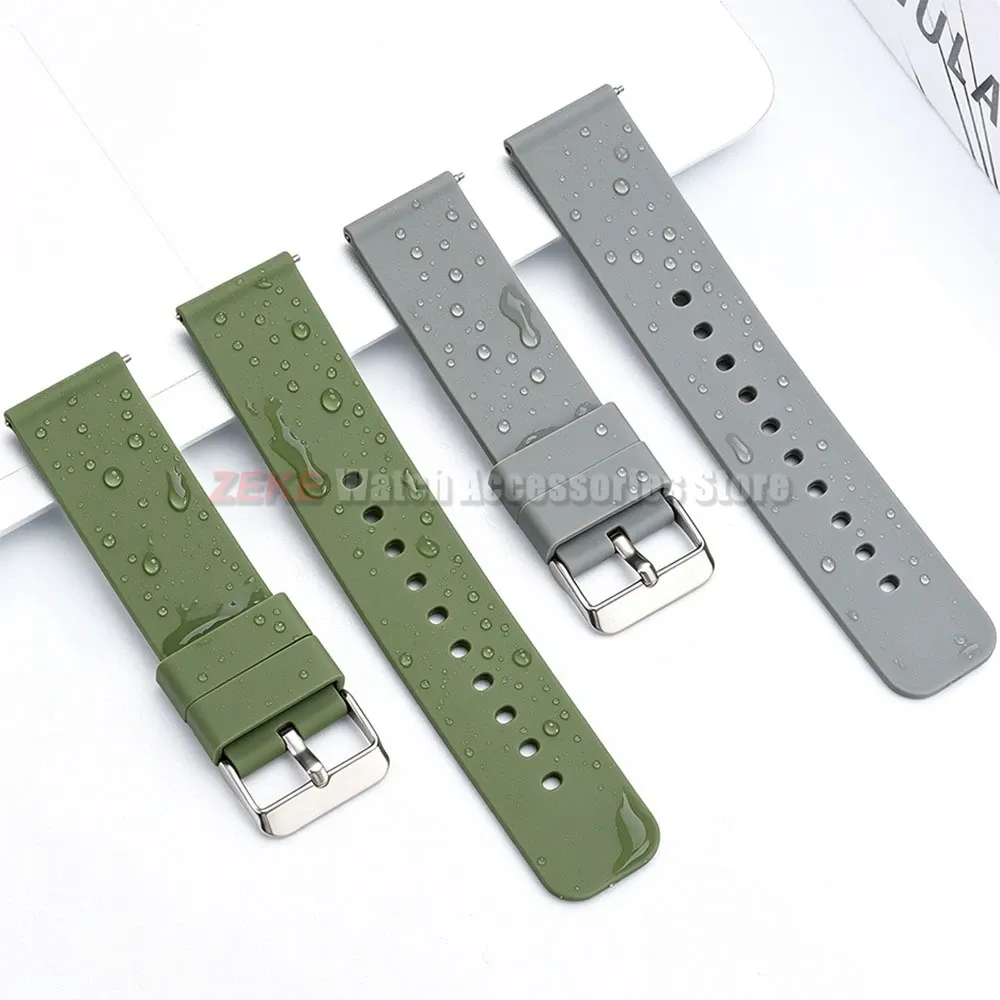 Bracelet silicone souple 12 à 24 mm à attache rapide