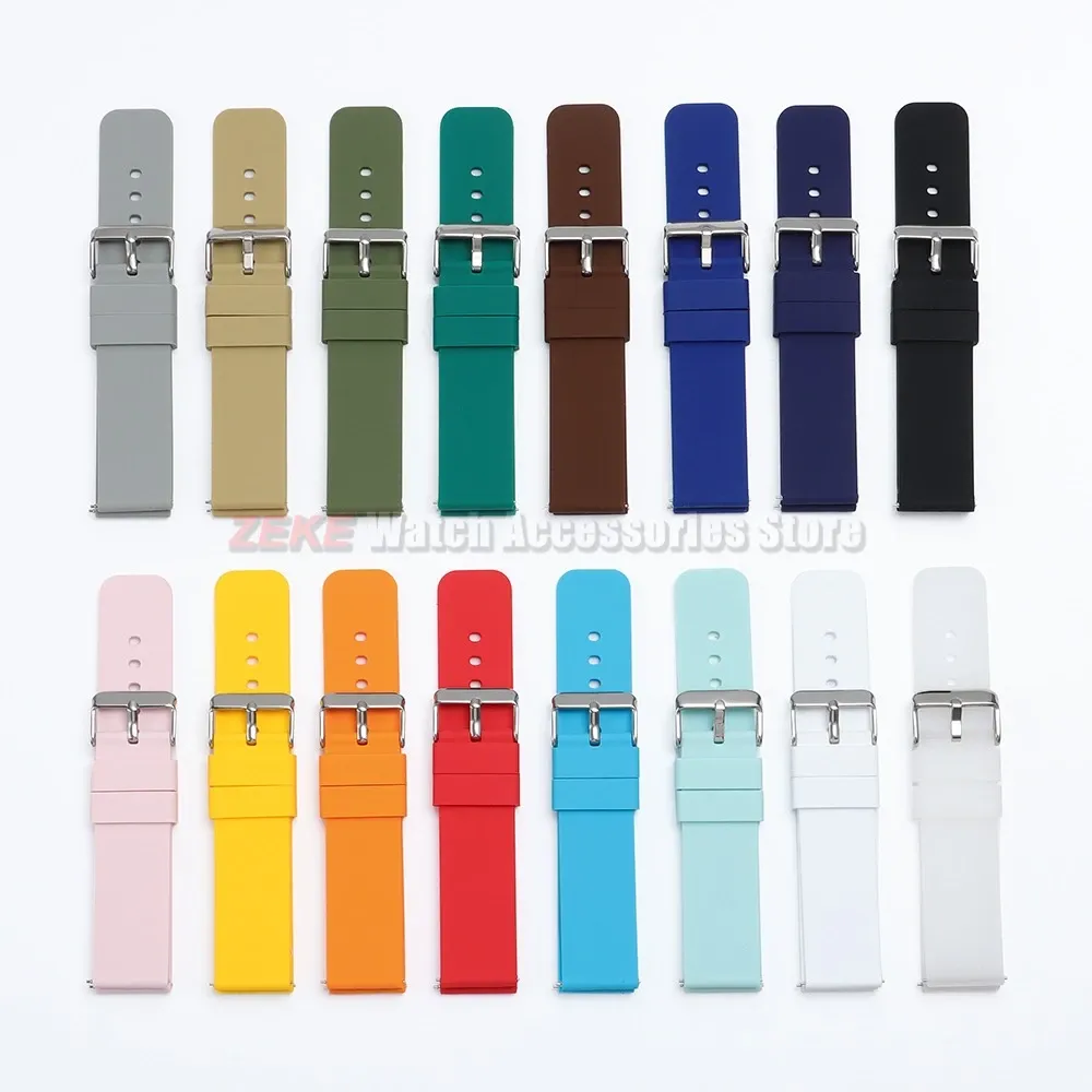 Bracelet silicone souple 12 à 24 mm à attache rapide