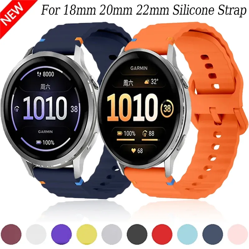 Bracelet silicone souple 18 à 22 mm Garmin Forerunner