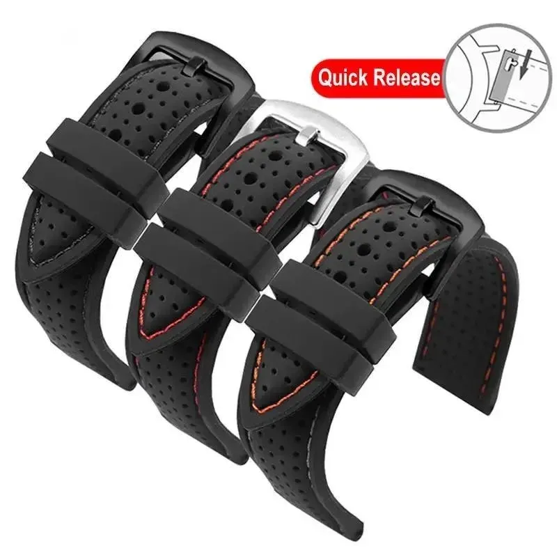 Bracelet silicone souple 18 à 24 mm sport étanche