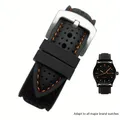 Bracelet silicone souple 18 à 24 mm sport étanche – Couleur du bracelet Black Orange Silver
