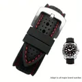 Bracelet silicone souple 18 à 24 mm sport étanche – Couleur du bracelet Black Red Silver