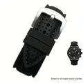 Bracelet silicone souple 18 à 24 mm sport étanche – Couleur du bracelet Black Silver