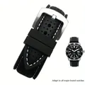 Bracelet silicone souple 18 à 24 mm sport étanche – Couleur du bracelet Black White Silver