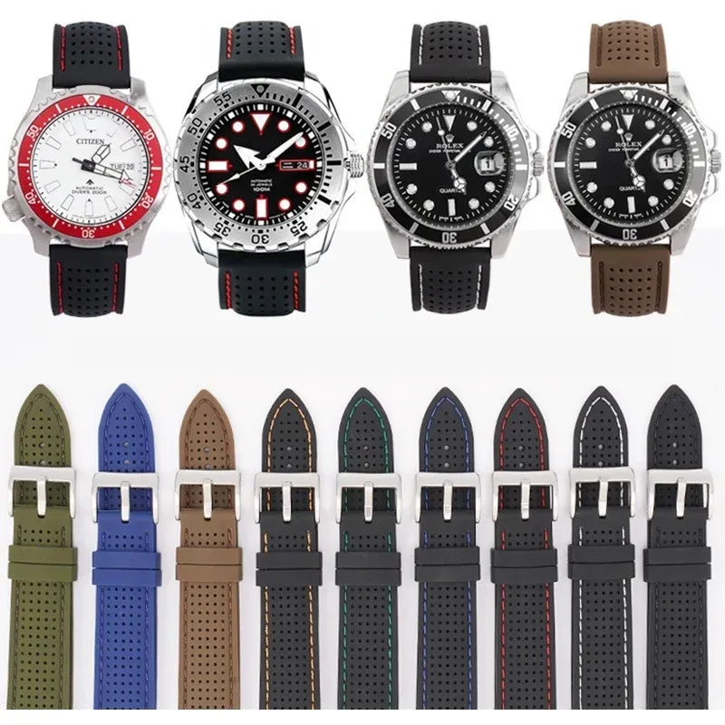 Bracelet silicone souple 18 à 24 mm sport étanche