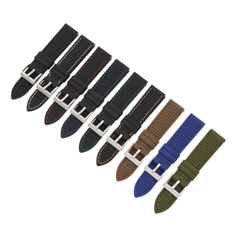 Bracelet silicone souple 18 à 24 mm sport étanche