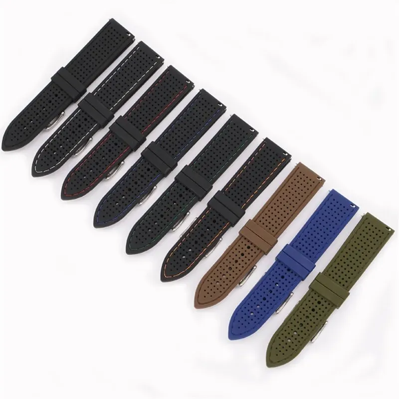 Bracelet silicone souple 18 à 24 mm sport étanche
