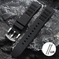 Bracelet silicone souple 20 et 22 mm Huawei Seiko – Couleur du bracelet noir