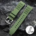 Bracelet silicone souple 20 et 22 mm Huawei Seiko – Couleur du bracelet vert