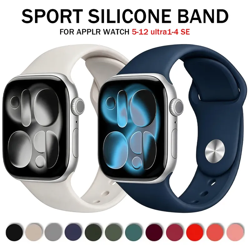 Bracelet silicone souple pour Apple Watch 40 à 49 mm