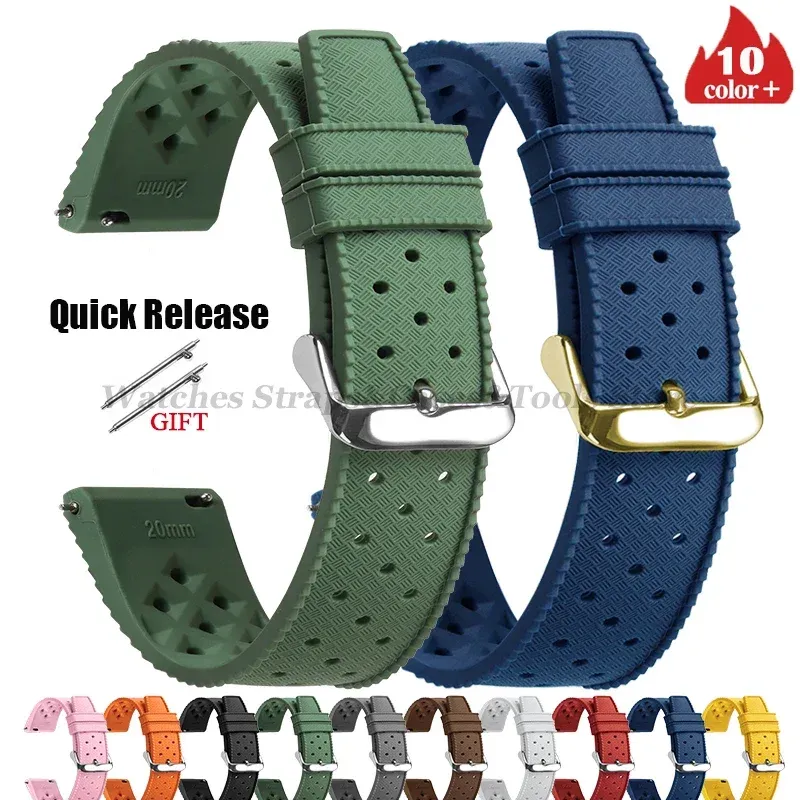 Bracelet silicone Tropic 18 à 22 mm à dégagement rapide