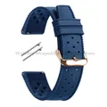 Bracelet silicone Tropic 18 à 22 mm à dégagement rapide – Couleur du bracelet Blue-RoseGold