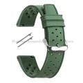 Bracelet silicone Tropic 18 à 22 mm à dégagement rapide – Couleur du bracelet Green-Silver