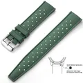 Bracelet silicone Tropic 18 à 22 mm – Couleur du bracelet Army Green Silver