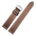 Bracelet soie cuir 16 mm interface plate universel – Couleur du bracelet Brown-Silver